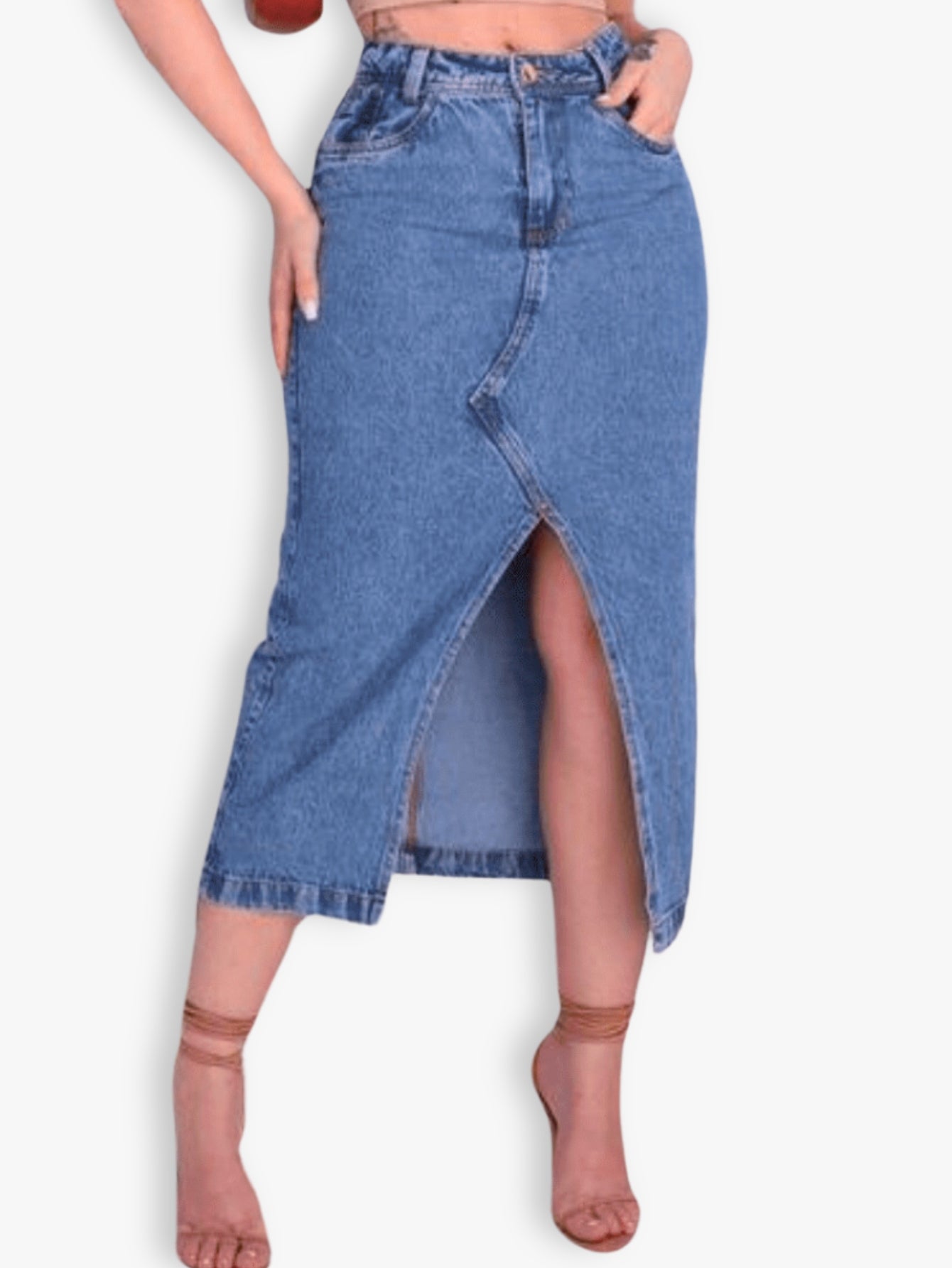 Saia jeans midi